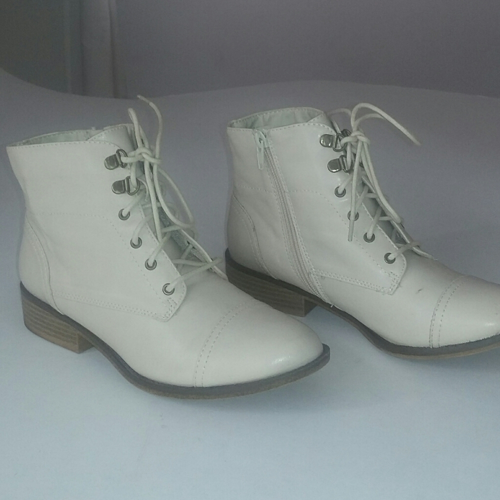 Cream combat boots